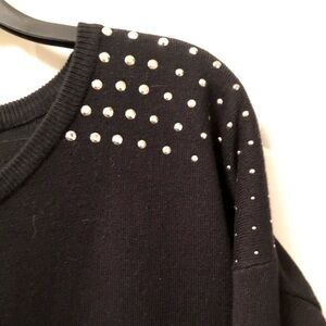 NY Collection black embellished sweater